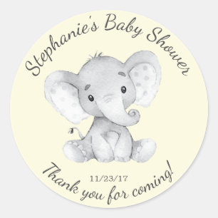 Sticker Rond Elephant Jungle Animaux Baby shower Favoriser Stic