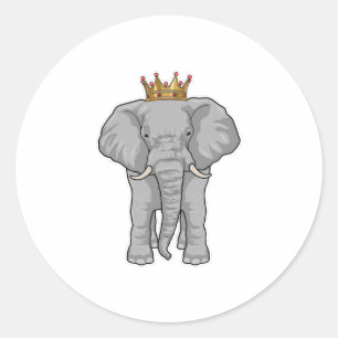 Sticker Rond Elephant King Crown