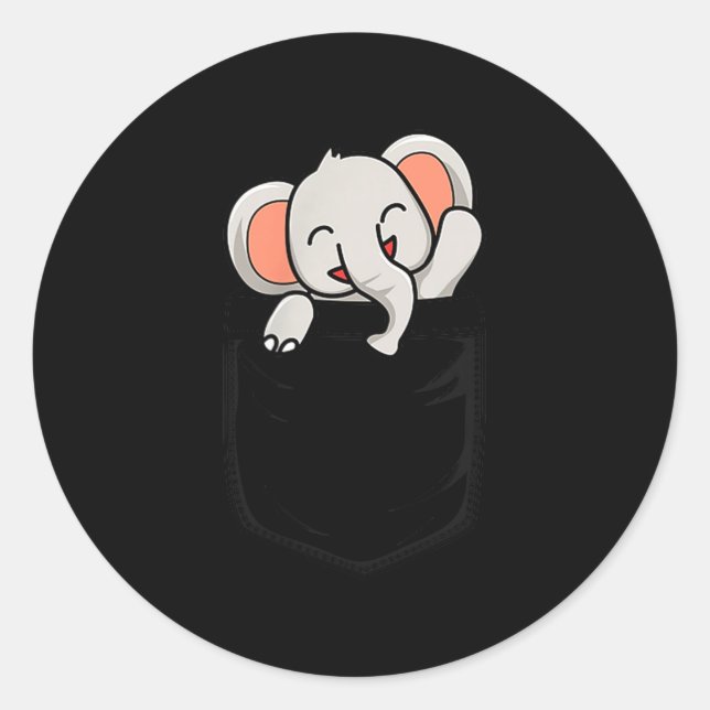 Sticker Rond Elephant Lovers Cute Funny Elephant In Cket  (Devant)