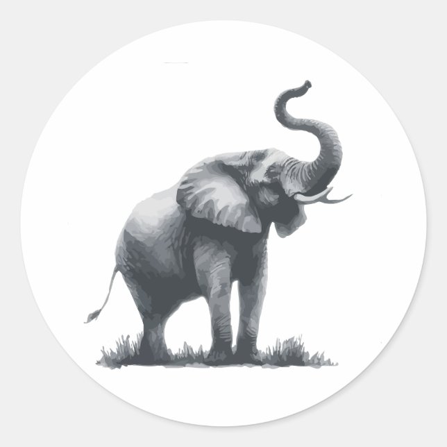 Sticker Rond Eléphant majestueux avec tronc élevé (Devant)