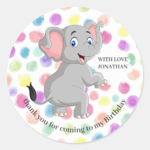Sticker Rond Elephant merci POKER DOTS D'ANNIVERSAIRE