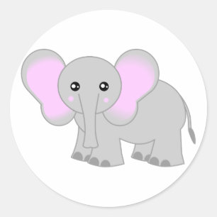 Sticker Rond Éléphant mignon de bébé