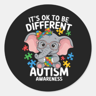 Sticker Rond Eléphant mignon Différentes Sensibilisations sur l