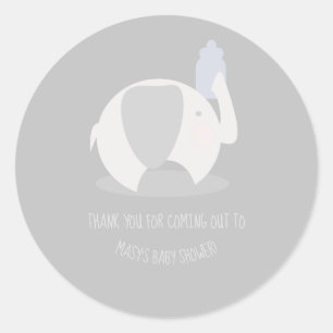 Sticker Rond Éléphant Minimaliste Mignon et Biberon Merci