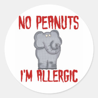 Sticker Rond Elephant NO Peanuts Je suis Allergique