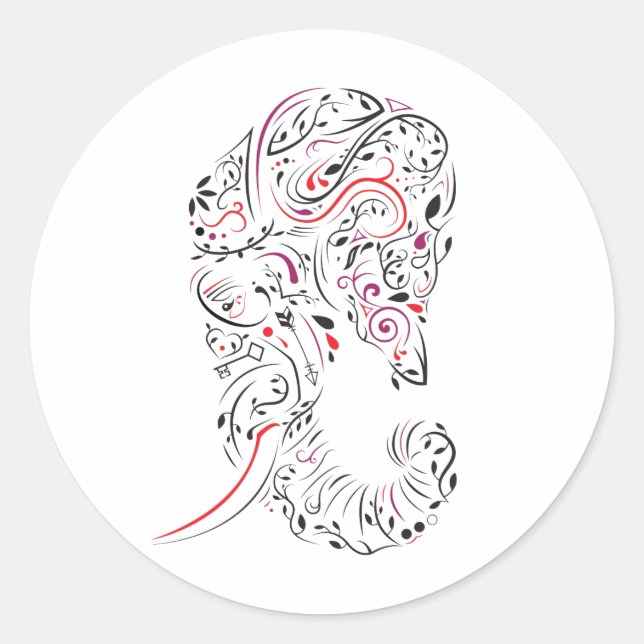 Sticker Rond éléphant orné (Devant)