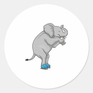Sticker Rond Elephant Patinage sur glace Patins sur glace