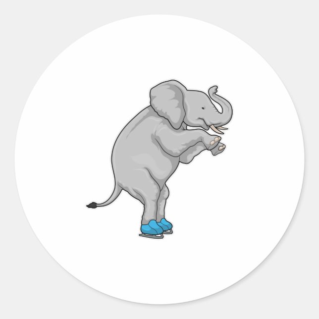 Sticker Rond Elephant Patinage sur glace Patins sur glace (Devant)