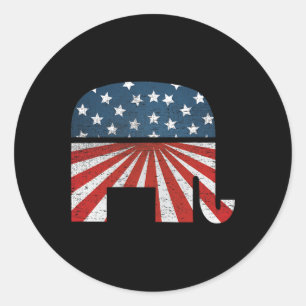 Sticker Rond Éléphant Patriotique Drapeau Américain États-Unis