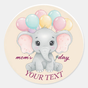 Sticker Rond Éléphant Personnalisé Mignon