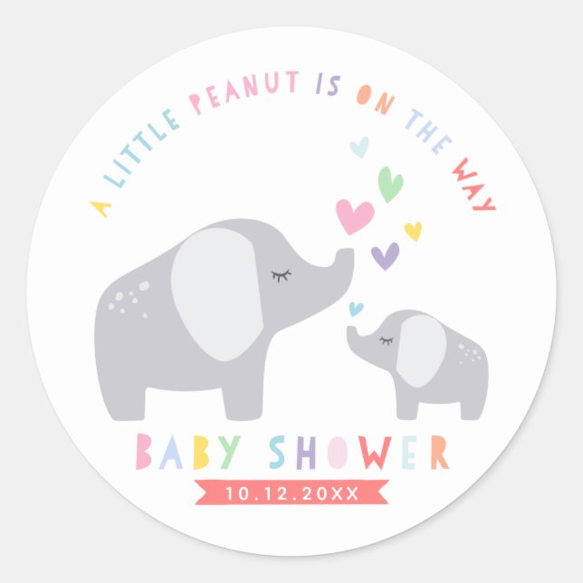 Sticker Rond Eléphant Petit Arachide | BABY SHOWER | Arc en cie (Devant)