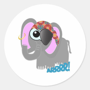 Sticker Rond Éléphant pirate mignon Goofkins