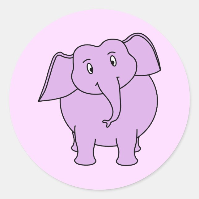 Sticker Rond Eléphant pourpre. Dessin (Devant)