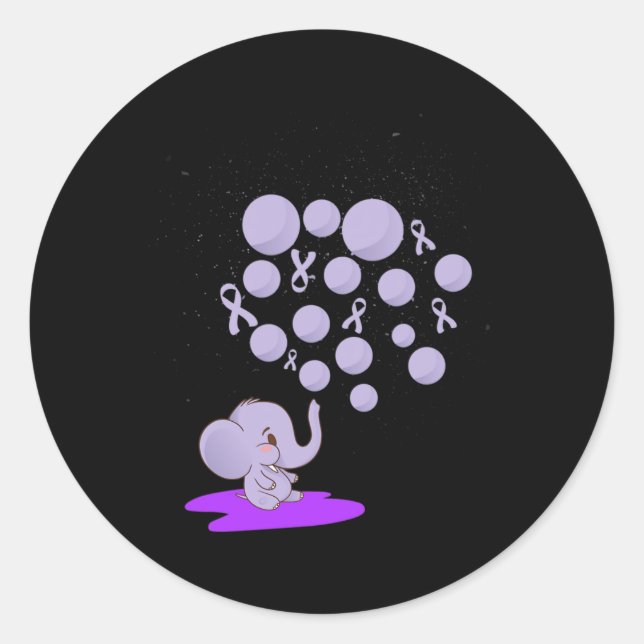 Sticker Rond Eléphant Poussant Des Lons Violets Surdose (Devant)