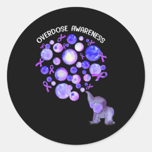 Sticker Rond Eléphant Poussant Des Lons Violets Surdose