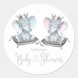 Sticker Rond Éléphant Révélation du Sexe de Bébé Shower