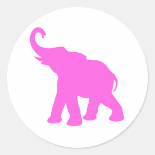Sticker Rond Eléphant rose