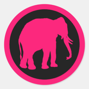 STICKER ROND ÉLÉPHANT ROSE
