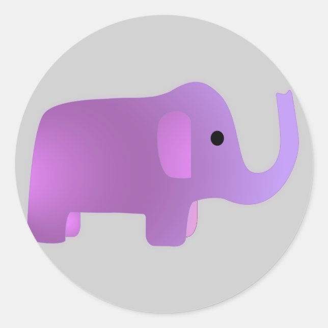 Sticker Rond Eléphant rose mignon (Devant)