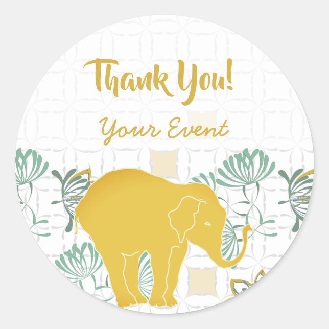 Sticker Rond Elephant Safari Floral Jungle Zoo | MERCI (Devant)