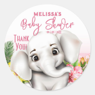 Sticker Rond Elephant Safari Tropical Jungle Baby shower