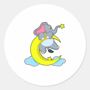 Sticker Rond Eléphant sur les nuages