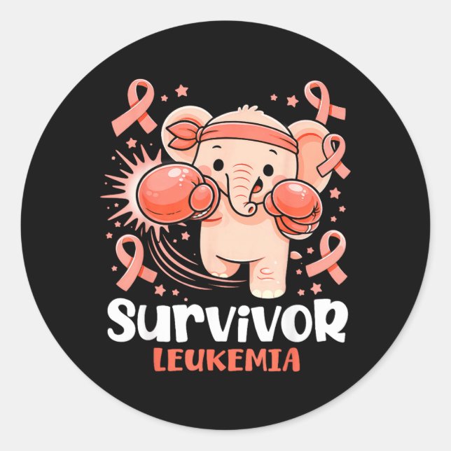 Sticker Rond Éléphant survivant de la sensibilisation à la leuc (Devant)