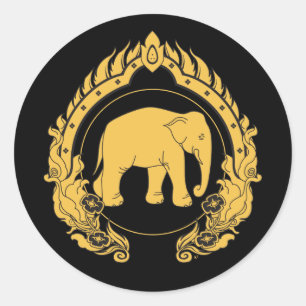 Sticker Rond Elephant thaïlandais