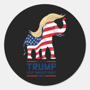 Sticker Rond Éléphant Trump Républicain Garder l'Amérique Grand