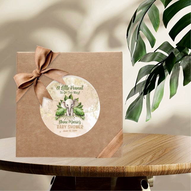 Sticker Rond Elephant Un Peu D'Arachide Est En Chemin Baby show (Créateur téléchargé)