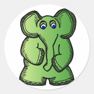 Sticker Rond Eléphant vert