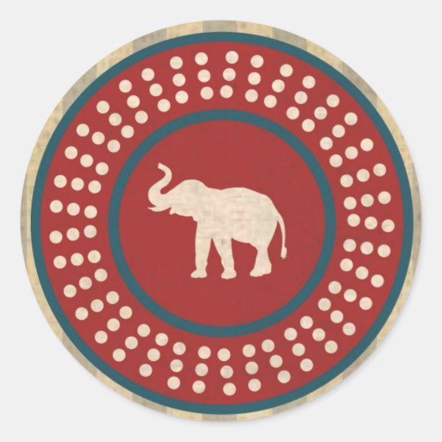 Sticker Rond Eléphant vintage - Van (Devant)