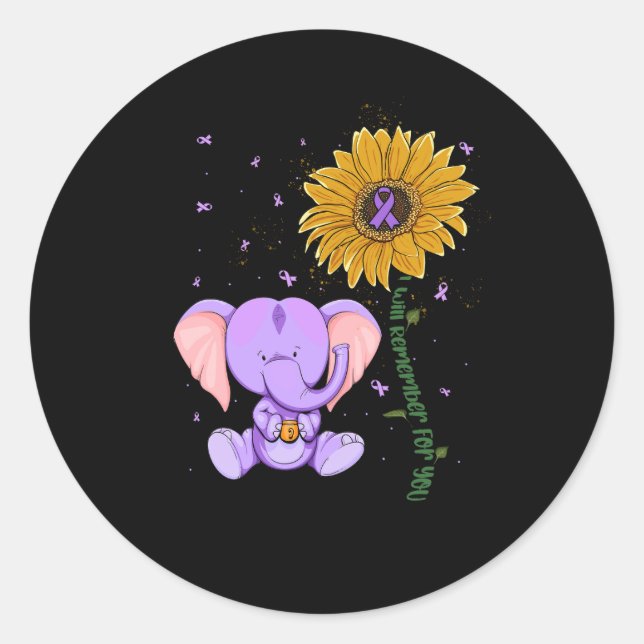 Sticker Rond Eléphant Violet Je Me Souviendrai De Vous Tourneso (Devant)