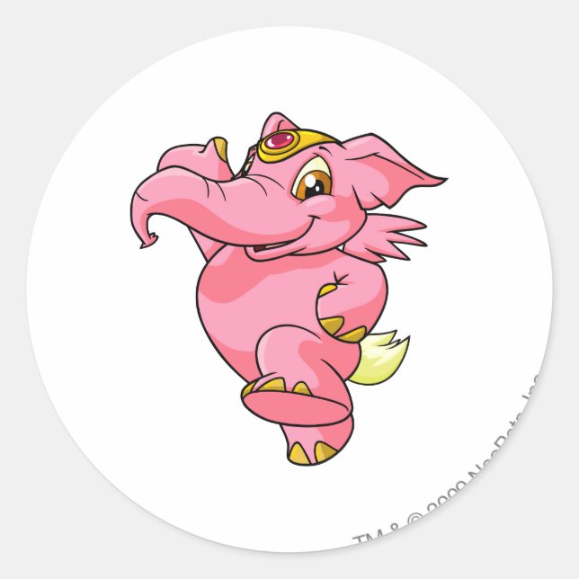 Sticker Rond Elephante rose (Devant)