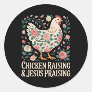 Sticker Rond Élevage de poulet &amp; Chemise de collecte de Jés