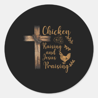 Sticker Rond Élevage de poulet &amp; Jésus Louant Christian Cro