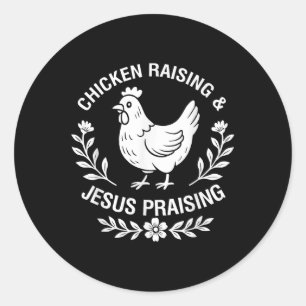 Sticker Rond Élevage de poulet & Louange de Jésus, Fantasti