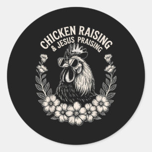 Sticker Rond Élevage De Poulet Et Louange De Jésus