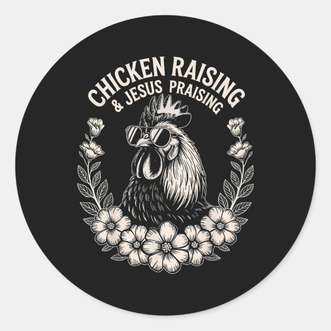 Sticker Rond Élevage De Poulet Et Louange De Jésus (Devant)