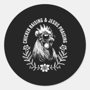 Sticker Rond Élevage de poulets et louange à Jésus Gif de foi a