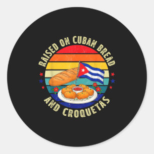 Sticker Rond Élevé au pain cubain et aux croquetas rétro latin