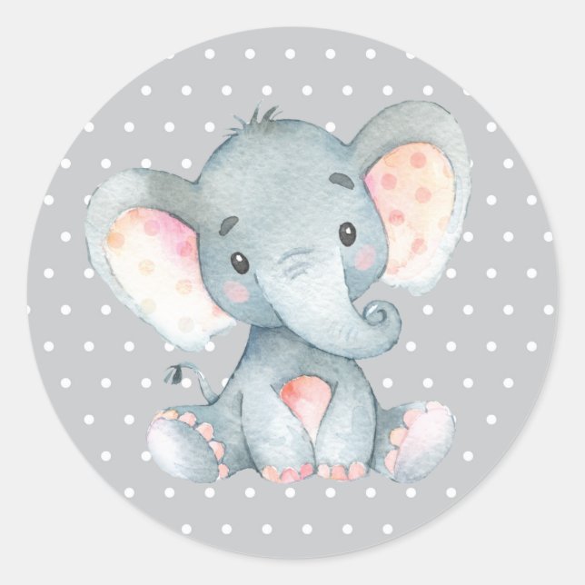 Sticker Rond Élévé Bébé Douce Grise (Devant)