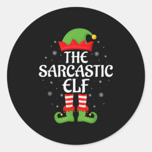 Sticker Rond Élève sarcastique Noël Famille Équipe d'elfes corr