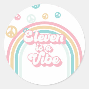 Sticker Rond Eleven est une ambiance arc-en-ciel rétro d'été