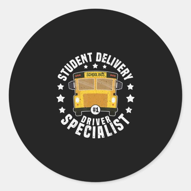 Sticker Rond élèves amusants chauffeurs de bus (Devant)