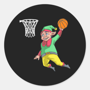 Sticker Rond Elf Basketball Noël Chelem Dunk Gif PBV