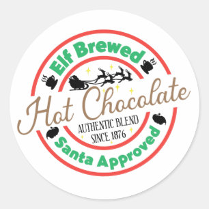 Sticker Rond Elf Brassé Chocolat chaud