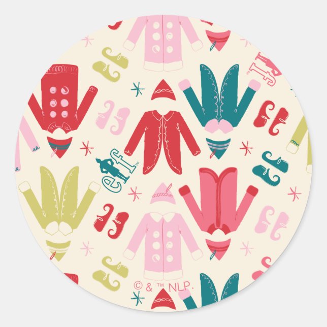 Sticker Rond Elf Colorful Coat et Chaussures Motif (Devant)