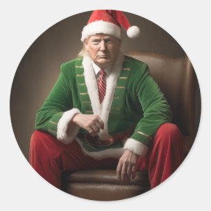 Sticker Rond Elf de Noël Donald Trump