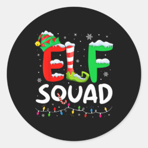 Sticker Rond Elf Famille de Noël Correspondant Pyjamas Xmas Elf